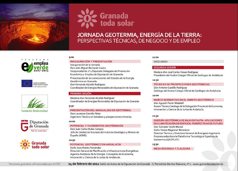 Jornada: Geotermia, energía de la Tierra: perspectivas técnicas, de negocio y empleo
