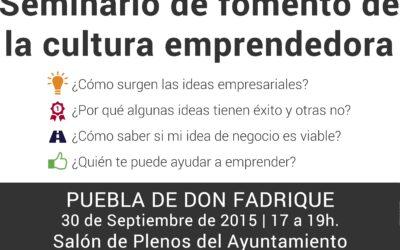 Seminario de Fomento de la Cultura Emprendedora en Puebla de Don Fadrique